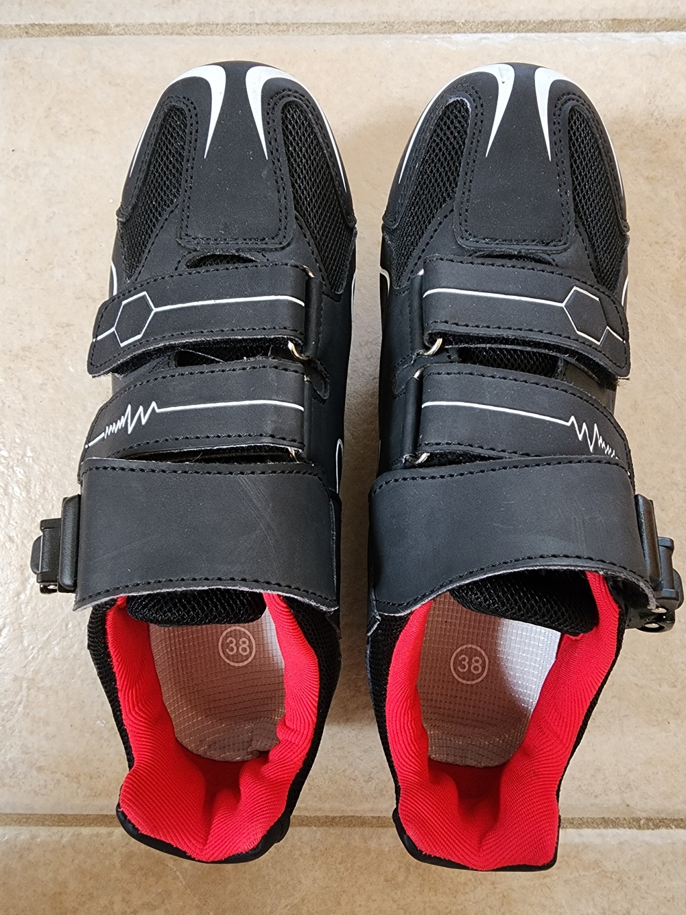 Women's Black and Red Cycling Shoes